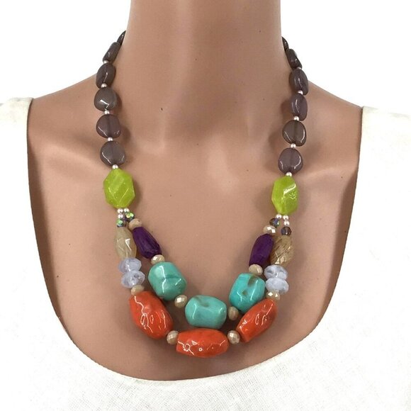 Premier Designs Spring Break Necklace Layered Set Color Beaded Strands - Picture 2 of 4